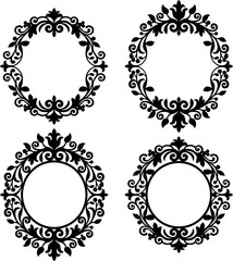 Set of vintage frames isolated on white background