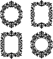 Set of vintage frames isolated on white background