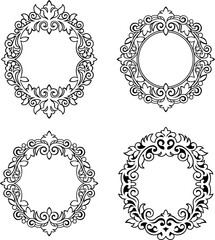 Set of vintage frames isolated on white background