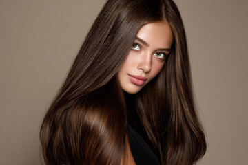 Naklejka premium Haircare advertising image showcasing strength and shine. 