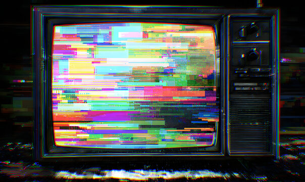 Retro VHS background. Glitch art scan line background. TV scan line monitor for old technology concept. Glitch camera effect.