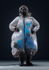 Obraz premium Plastic bag figurine with colorful trash puffs