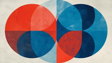 Abstract Geometric Shapes with Negative Space and Color Overlap Design