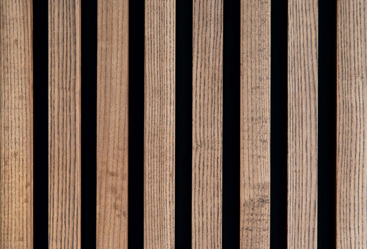 Wooden slatted wall acoustic panel background texture
