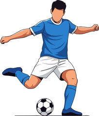 Soccer player kicking a ball with dynamic movement and athletic pose in a sports illustration © faisalaladabi