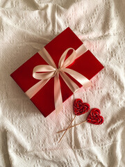 Red gift box on a white background