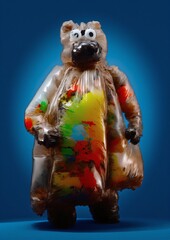 Obraz premium Plastic bag figurine with colorful trash puffs