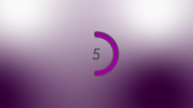 10 second timer  countdown animated with gradient circle with highlighed stock on dark and light puple loop gradient background, countdown time 10 to 0