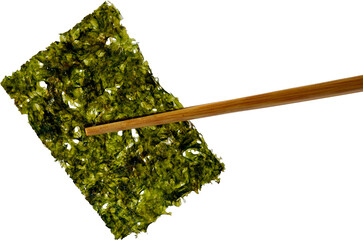 Korean seaweed with wooden chopsticks.