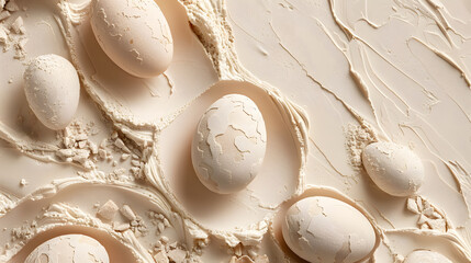 Eggs from a creamy cosmetic texture, Easter banner for the beauty industry banner