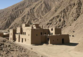 Traditional Afghan mud fortress house in rural areas, with thick walls for defense