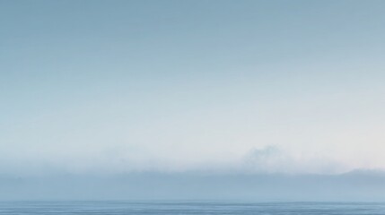 hyper realistic coastal mist background, sea fog blending with sky, smooth tonal transitions, minimal natural color palette, peaceful atmospheric