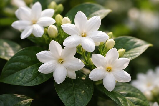 Close-Up of Blooming Sampaguita (Jasminum sambac), National Flower of the Philippines