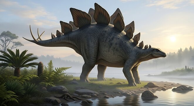 Stegosaurus in a prehistoric landscape