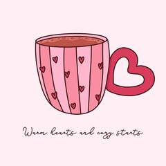 Striped Mug Heart Handle Vector