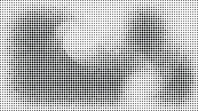 Abstract portrait formed by a dense arrangement of small dark squares