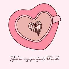 Heart cup coffee with latte art vector