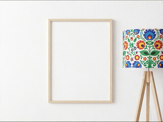 Frame mockup and wood frame in boho style