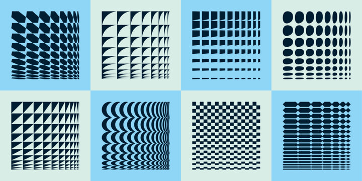 Modern Op Art Grid Designs, Abstract Geometric Pattern Collection.