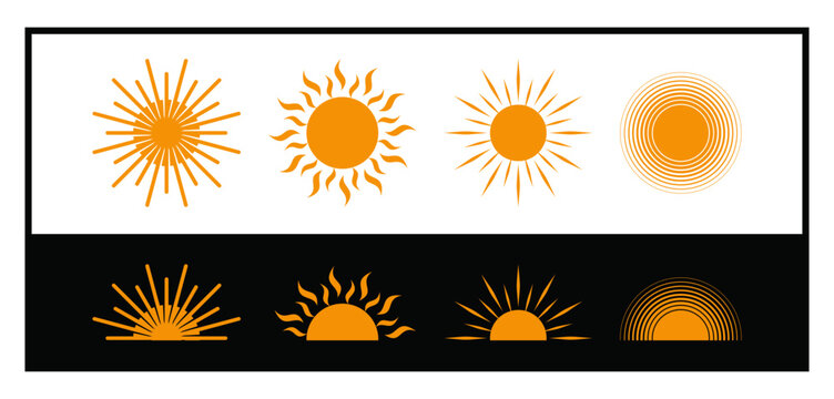 Vector illustration collection of solar symbols &ndash; set of sun icon set in vector format. 