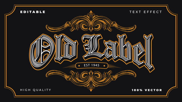 Template Editable Vector Text Effect Vintage Style Design for Premium Brand Label