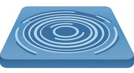 Obraz premium Blue Square Plate with White Spiral Design Isolated on White Background