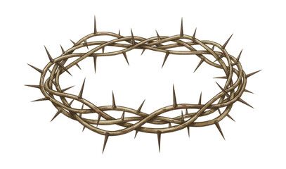 Fototapeta premium Detailed Realistic Crown of Thorns with Brown Twigs and Sharp Spikes Symbolizing Suffering and Sacrifice