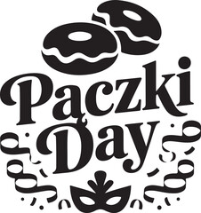 Paczki Day Celebration with Donuts and Masquerade Mask Vector Graphic