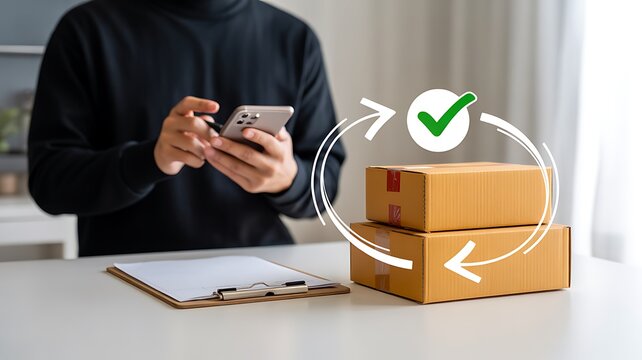 Package delivery return process and logistics management concept
