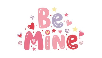 Be Mine Valentine Love Handwritten Script Typography Vector Illustration