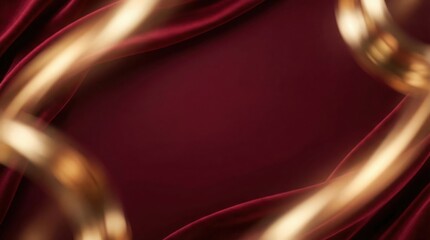 Luxurious gold chains on rich red velvet fabric background