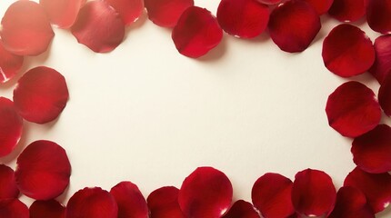 Romantic rose petals border on white background for Valentine's Day
