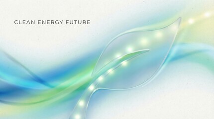 Sustainable energy concept with glowing leaf design