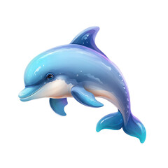 Cute dolphin cartoon jumping with transparent background