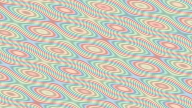 A colorful, wavy pattern with overlapping concentric shapes in pastel hues