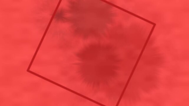 Abstract red background with blurry dark smudges and a faint rhombus outline.