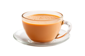 Fototapeta premium Milk tea in a simple classic cup on transparent background