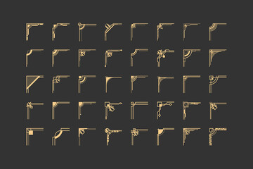 set of art deco corner icons, vector illustration