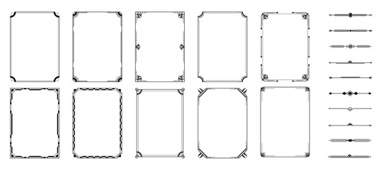set of linear art deco ornament frame