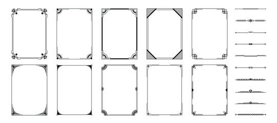 set of linear art deco ornament frame
