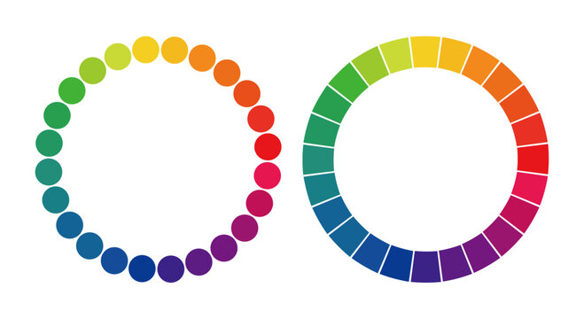 Set of Two Color Wheel Charts with Dots and Segmented Rings