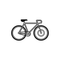 Fototapeta premium Black and white line of a bicycle with thin frame and double triangle structure bike