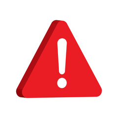 3D red warning triangle vector. Realistic caution sign with exclamation mark isolated on white. Hazard alert icon for danger, error messages, road safety and emergency.
