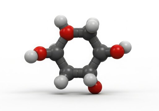 Molecular model of catechol, benzene ring with hydroxyl groups