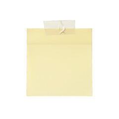 Blank Yellow Sticky Note with Tape - Isolated on White Background
