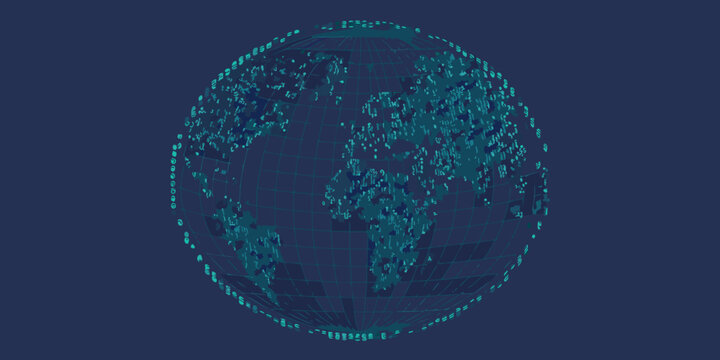 Abstract digital globe composed of interconnected points and lines