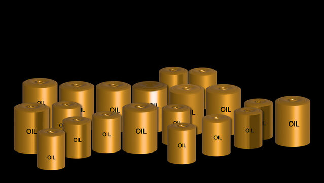 golden colour oil barel 3d basket on solid dark background template design 4k images
