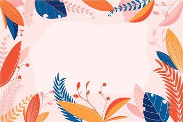 Obraz premium Abstract Flat Floral Botanical Frame with Copy Space for Text Message