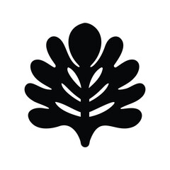 Fototapeta premium Stylized black leaf illustration with unique shape on white background