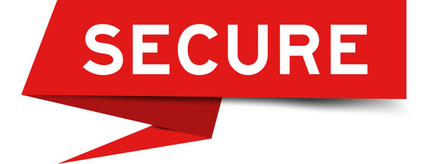 Red color speech banner with word secure on white background © bankrx
